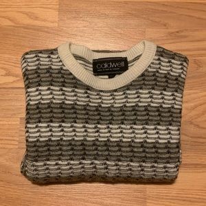Mens Medium Pullover Sweater white, grey and black